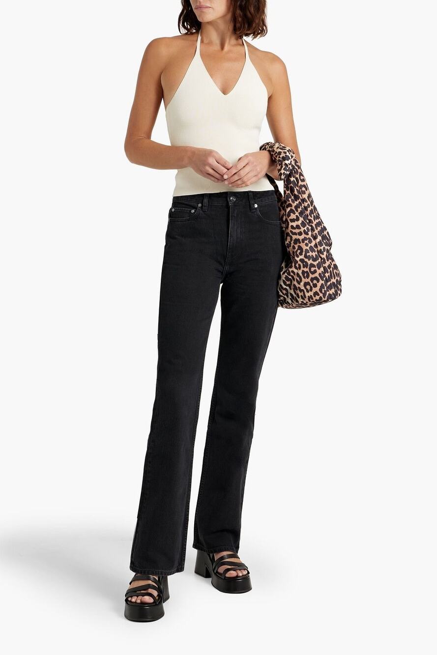 Ganni Betzy Black High Rise Bootcut Denim Jeans Size 28